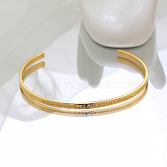 Classic Stainless Steel Open Cuff Bangle Bracelet for Women, Perfect Daily Gift, Golden(YS9070-1)