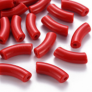 Opaque Acrylic Beads, Curved Tube, Red, 36x13.5x11.5mm, Hole: 4mm, about 133pcs/500g(MACR-S372-001B-S010)