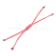 Korean Waxed Polyester Cord Braided Bracelets, with Iron Jump Rings, for Adjustable Link Bracelet Making, Pink, Single Cord Length: 5-1/2 inch(14cm)(MAK-T010-06P)