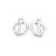 Silver Color Plated Alloy Letter Pendants, Rack Plating, Cadmium Free & Lead Free, Letter.D, 13x11x2mm, Hole: 1.5mm(PALLOY-J718-01S-D)