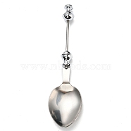 201 Stainless Steel Tableware, Beadable Flatware, with Alloy Findings, Spoon, Stainless Steel Color, 165x41x16mm(FIND-G060-03C)