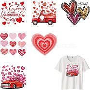 PET Heat Transfer Film Logo Stickers Set, for DIY T-Shirt, Bags, Hats, Jackets, Valentine's Day Theme, Heart Pattern, 217~243x245~248mm, 6pcs/set(DIY-WH0230-065)