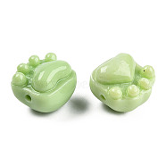 Opaque Resin Beads, Imitation Jade, Cat Claw, Light Green, 14x15x13mm, Hole: 1.8mm(RESI-N038-02L)