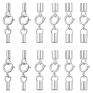 12Pcs 3 Styles 925 Sterling Silver Spring Ring Clasps, with 24Pcs Cord Ends, with 925 Stamp, Silver, 18~20mm, 4Pcs/style(FIND-AB00052)