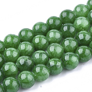 Natural Dyed Yellow Jade Gemstone Bead Strands, Round, Green, 10mm, Hole: 1mm, about 40pcs/strand, 15.7 inch(X-G-R271-10mm-Y13)