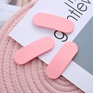 Frosted Plastic Snap Hair Clips, with Metal Clip, for Women and Girls, Rounded Rectangle, Pink, 56x20mm(OHAR-PW0001-445A)