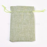 Polyester Imitation Burlap Packing Pouches, Drawstring Bags, Dark Sea Green, 14x10cm(ABAG-WH0008-01)