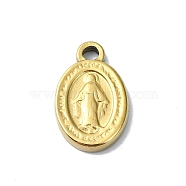 Ion Plating(IP) 304 Stainless Steel Pendants, Real 18K Gold Plated, Oval Charm, Jesus, 15.5x10x2mm, Hole: 2mm(STAS-B058-15G-01)