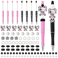 DIY Beadable Pen Making Kit, Include Blank Ball-Point Pen, Dog with Word & Leopard & Ring Silicone & ABS Plastic Imitation Pearl Beads, Mixed Color, 92pcs/box(DIY-CA0005-80)