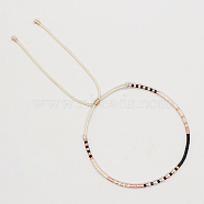 Glass Seed Braided Bead Bracelet, Adjustable Bracelet, Black, No Size(CG0646-13)