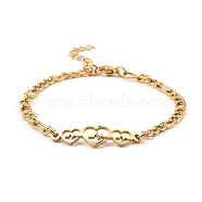 201 Stainless Steel Link Bracelet for Women, Golden, Heart, 7-1/4 inch(18.3cm)(BJEW-D062-01E)