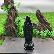 Natural Obsidian Carved Healing Virgin Mary Figurines, Reiki Energy Stone Display Decorations, 100mm(PW-WG30485-22)
