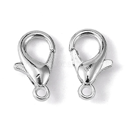 Platinum Plated Alloy Lobster Claw Clasps, Parrot Trigger Clasps for DIY Metal Jewelry, Cadmium Free & Nickel Free & Lead Free, Size: about 12mm long, hole: 1.2mm(X-E102-NF)