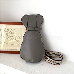 Women Shoulder Bag, PU Leather Adjustable Strap Dog Shaped Bag, Gray, 30x16x4cm(PW-WG1EAC1-02)