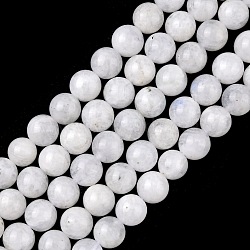 Natural Rainbow Moonstone Beads Strands, Round, White, 6mm, hole: 1mm, 62pcs/strand, 15.74 inch(G-C068-6mm-1)