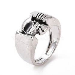 Alloy Skull Finger Ring, Gothic Jewelry for Women, Antique Silver, US Size 7(17.3mm)(RJEW-H109-04AS)