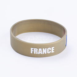 Silicone Wristbands Bracelets, Cord Bracelets, France, Tan, 202x19x2mm(BJEW-K168-01A)
