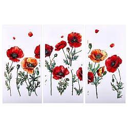 3 Sheets 3 Styles Flower PVC Waterproof Decorative Stickers, Self Adhesive Floral Decals for Furniture Decoration, Flower, 300x150mm, 1 sheet/style(DIY-WH0404-038)