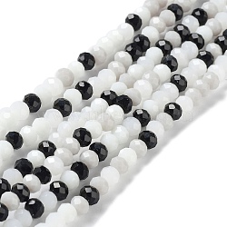 Glass Beads Strands, Faceted, Rondelle, Black, 6x5mm, Hole: 1mm, about 85~88pcs/strand, 16.1~16.5 inch(41~42cm)(EGLA-A034-M6mm-48)