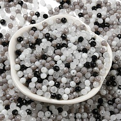 Glass Beads, Faceted, Rondelle, Black, 4x3mm, Hole: 0.4mm, about 6800pcs/500g(EGLA-A034-LM4mm-48)
