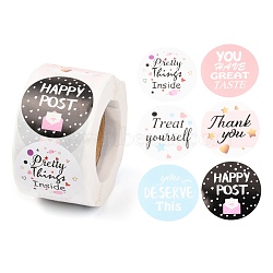 6 Styles 1.5 Inch Thank You Theme Paper Stickers, Self Adhesive Roll Sticker Labels, for Envelopes, Bubble Mailers and Bags, Flat Round, Word, 3.8cm, about 500pcs/roll(X-DIY-L051-004A)