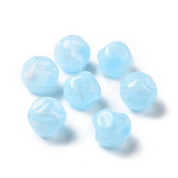 Opaque Acrylic Beads, Glitter Beads, Twist Round, Light Sky Blue, 15.5x14.5x15.5mm, Hole: 1.8mm, about 230pcs/500g(OACR-E014-16B)
