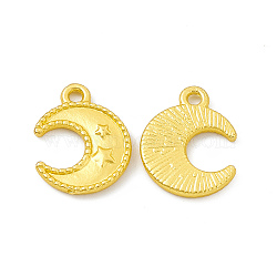 Rack Plating Alloy Pendants, Cadmium Free & Lead Free & Nickle Free, Moon with Star Charms, Matte Gold Color, 15.5x12x1.5mm, Hole: 1.6mm(FIND-G045-32MG)