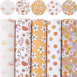 Imitation Leather Fabric, Rectangle with Flower Pattern, Mixed Color, 325~330x197~200x1mm, 5pcs/set(DIY-WH20062-118A)