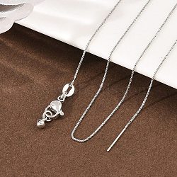 0.8MM Brass Box Chain Adjustable Slider Necklaces, Long-Lasting Plated, Rack Plating, Platinum, 17.87 inch(45.4cm)(KK-H533-09B-P)