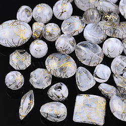 Drawbench Acrylic Beads, Mixed Shapes, Clear, 15~36x9~31x4~18mm, Hole: 1.4~2mm(DACR-S012-001)