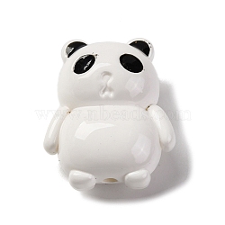 Baking Painted Opaque Acrylic Beads, Panda, White, 29x24.5x17mm, Hole: 2.7mm(MACR-F080-13)