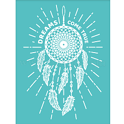 Self-Adhesive Silk Screen Printing Stencil, for Painting on Wood, DIY Decoration T-Shirt Fabric, Turquoise, Feather Pattern, 19.5x14cm(DIY-WH0173-001-A)