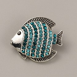 Alloy Rhinestone Snap Buttons, Jewelry Buttons, Fish Pattern, 22x26x10mm, Knob: 5.5mm(FIND-WH0111-242A)