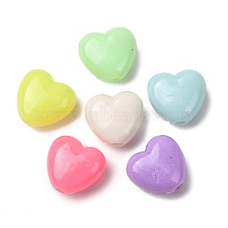 Plastic Beads, Heart, Mixed Color, 10x10.5x6mm, Hole: 2mm, about 1562pcs/500g(KY-Z003-07)