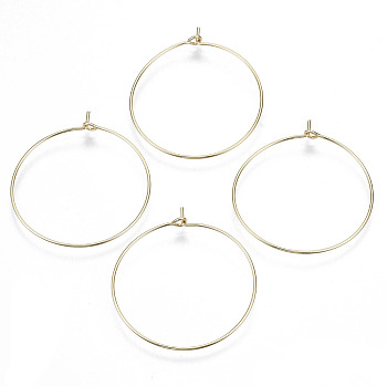 Brass Wine Glass Charms Rings, Hoop Earring Findings, DIY Material for Basketball Wives Hoop Earrings, Nickel Free, Real 18K Gold Plated, 37x35x0.7mm, 21 Gauge