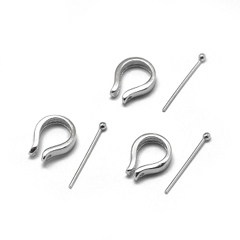 Anti-Tarnish Rhodium Plated 925 Sterling Silver Pendant Bails, Platinum, 10x8x2.5mm, Pin: 15.5x0.4mm