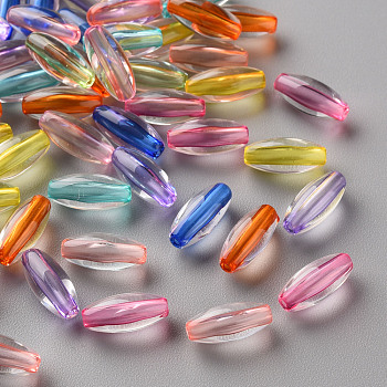 Transparent Acrylic Beads, Oval, Mixed Color, 11x5mm, Hole: 1.6mm, about 2970pcs/500g
