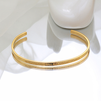 Classic Stainless Steel Open Cuff Bangle Bracelet for Women, Perfect Daily Gift, Golden