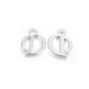 Silver Color Plated Alloy Letter Pendants, Rack Plating, Cadmium Free & Lead Free, Letter.D, 13x11x2mm, Hole: 1.5mm