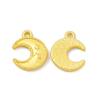 Rack Plating Alloy Pendants, Cadmium Free & Lead Free & Nickle Free, Moon with Star Charms, Matte Gold Color, 15.5x12x1.5mm, Hole: 1.6mm