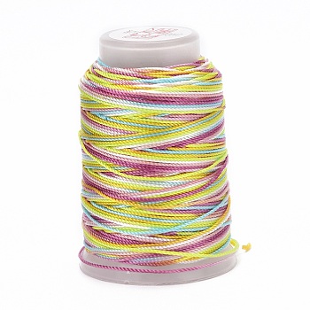 5 Rolls 12-Ply Segment Dyed Polyester Cords, Milan Cord, Round, Champagne Yellow, 0.4mm, about 71.08 Yards(65m)/Roll