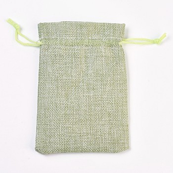 Polyester Imitation Burlap Packing Pouches, Drawstring Bags, Dark Sea Green, 14x10cm