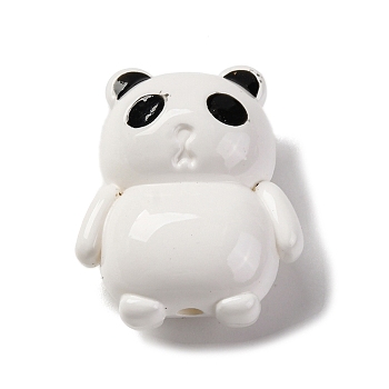 Baking Painted Opaque Acrylic Beads, Panda, White, 29x24.5x17mm, Hole: 2.7mm