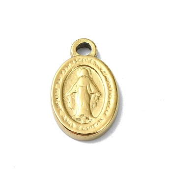 Ion Plating(IP) 304 Stainless Steel Pendants, Real 18K Gold Plated, Oval Charm, Jesus, 15.5x10x2mm, Hole: 2mm