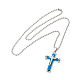 Collier pendentif croix en alliage avec chaînes à boules(NJEW-K245-001A)-2