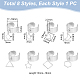 8Pcs 8 Style 304 Stainless Steel Open Cuff Rings Set(RJEW-AB00012)-3