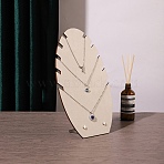 Leaf Shape MDF & Iron Pendant Necklace Jewely Display Stands, Necklaces Jewelry Organizer Holder, Platinum, Old Lace, 16x7.2x25cm(NDIS-G008-02A-02)