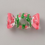 Transparent Acrylic European Beads, with Enamel, Large Hole Beads, Candy, Deep Pink, 28.5x14.5mm, Hole: 5mm(TACR-TAC0006-03D)