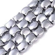 Electroplate Glass Beads Strands, Full Plated, Cat Shape, Silver, 8x10x5mm, Hole: 1mm, about 65pcs/strand, 24.41''(62cm)(EGLA-Q128-09A-FP02)