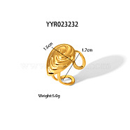 Stainless Steel Teardrop Open Cuff Rings for Women, Golden, Inner Diameter: 7mm(TU8100-3)